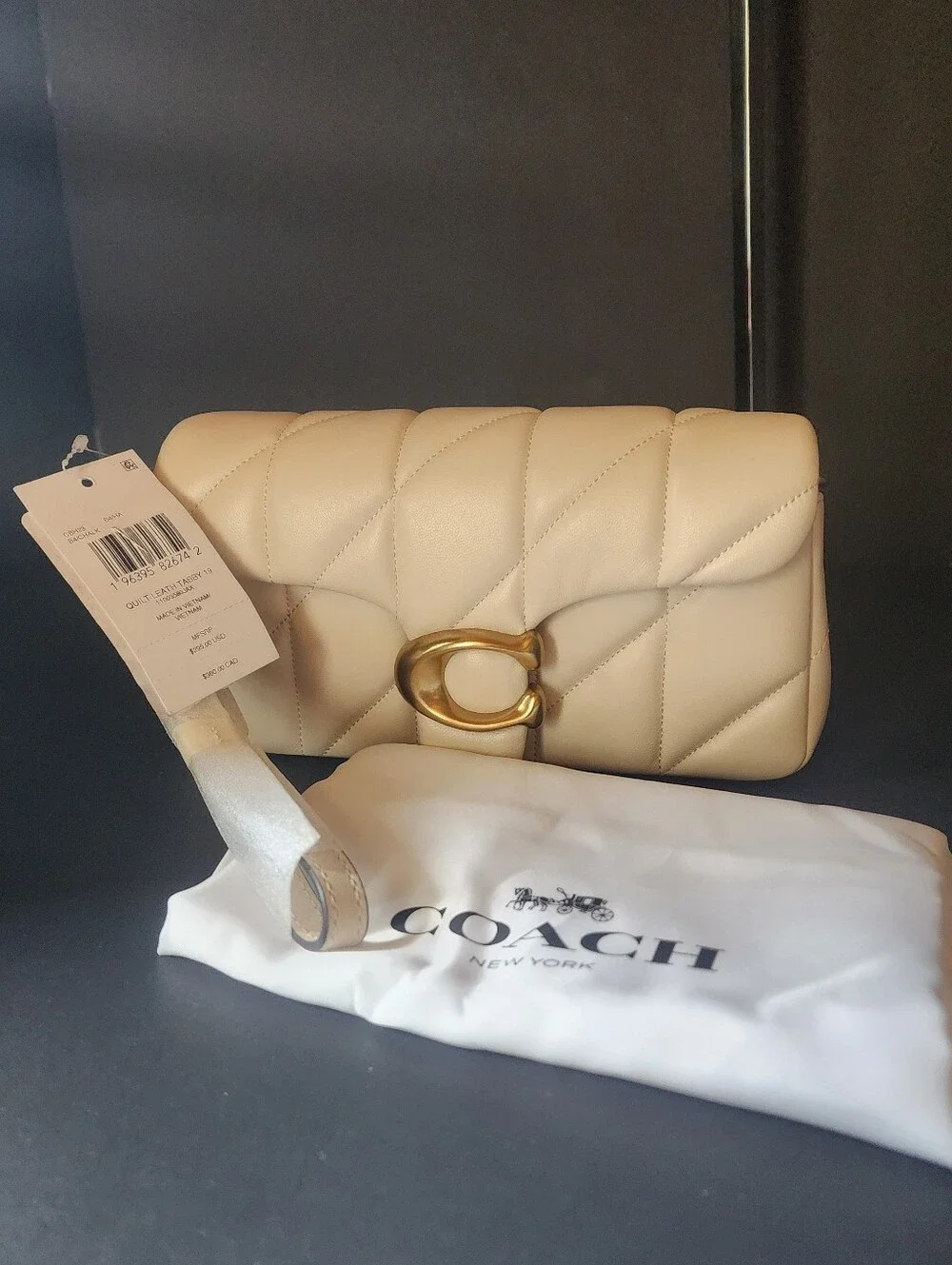 NWT Coach Quilted Tabby 19 In Chalk (Missing Chain Strap)